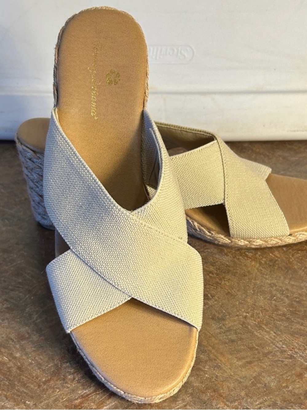 Tommy Bahama Cream Crisscross Espadrille Wedge Sandals